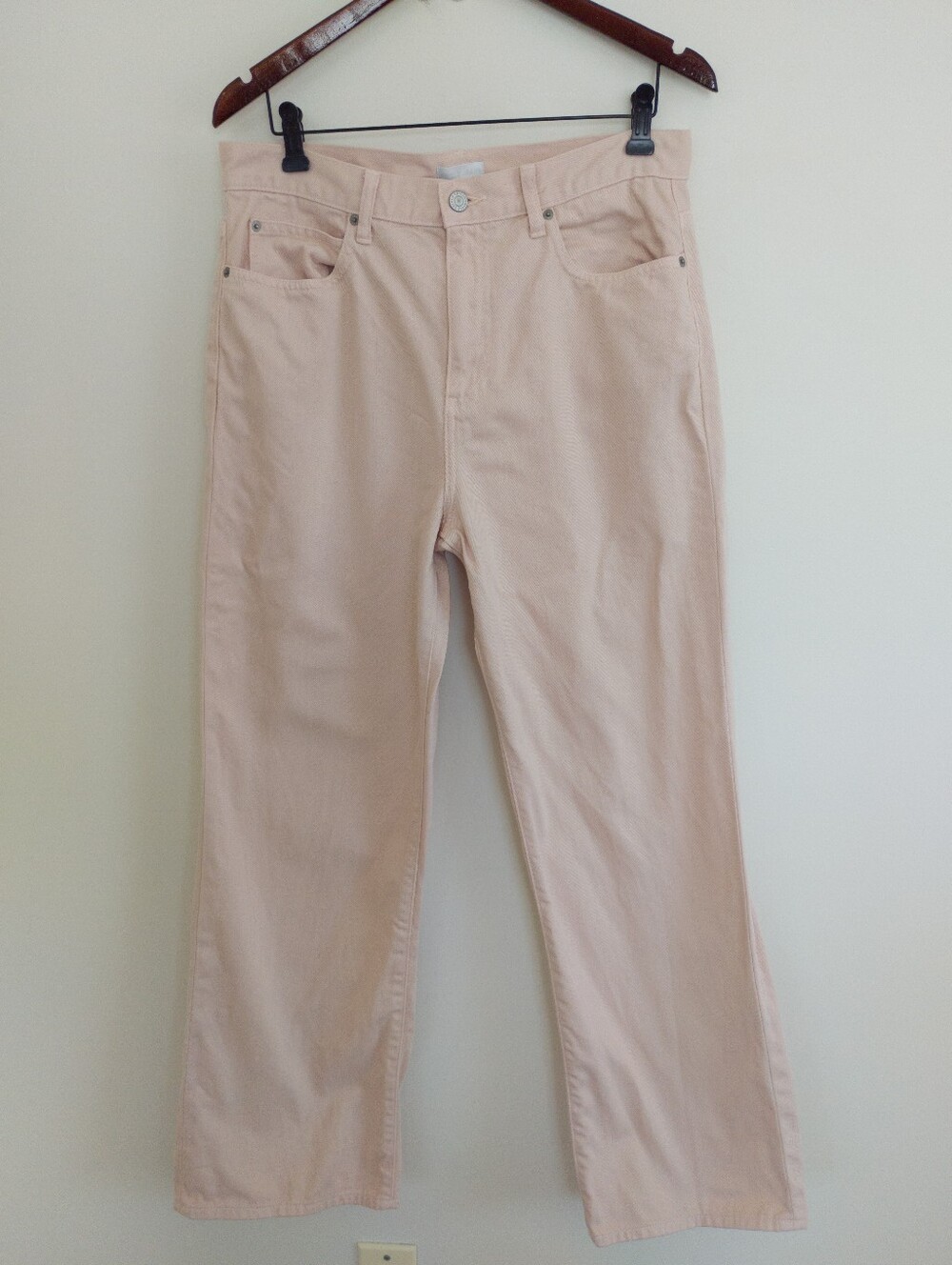 UNIQLO Wide Straight Jeans Pink High Rise Size 29 100% Cotton Denim